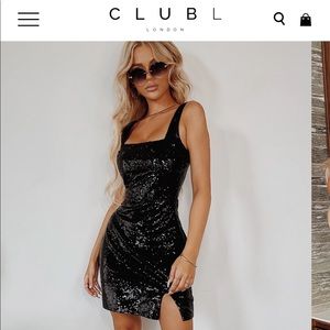 BLACK SEQUIN SQUARE NECK MINI DRESS